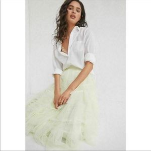 Anthropologie ruffled tulle midi skirt